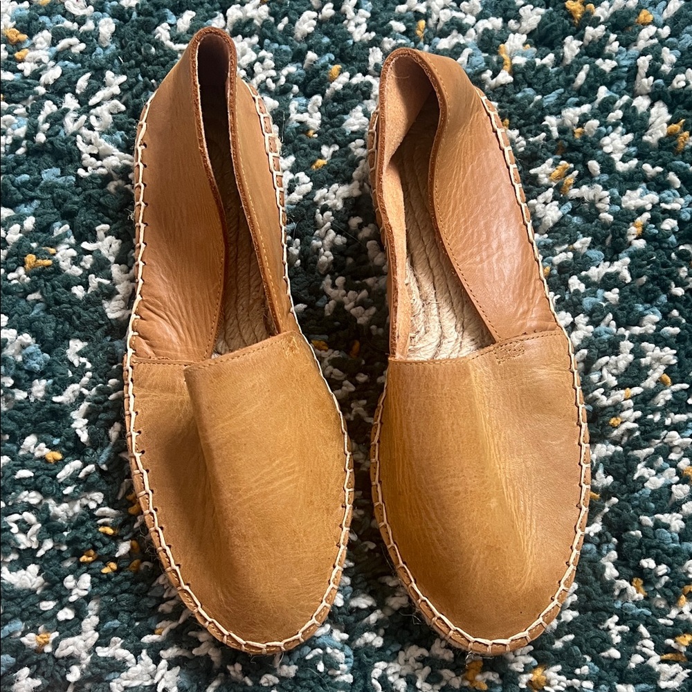 Tan Leather Women's Shoes Espadrilles Made in Spain